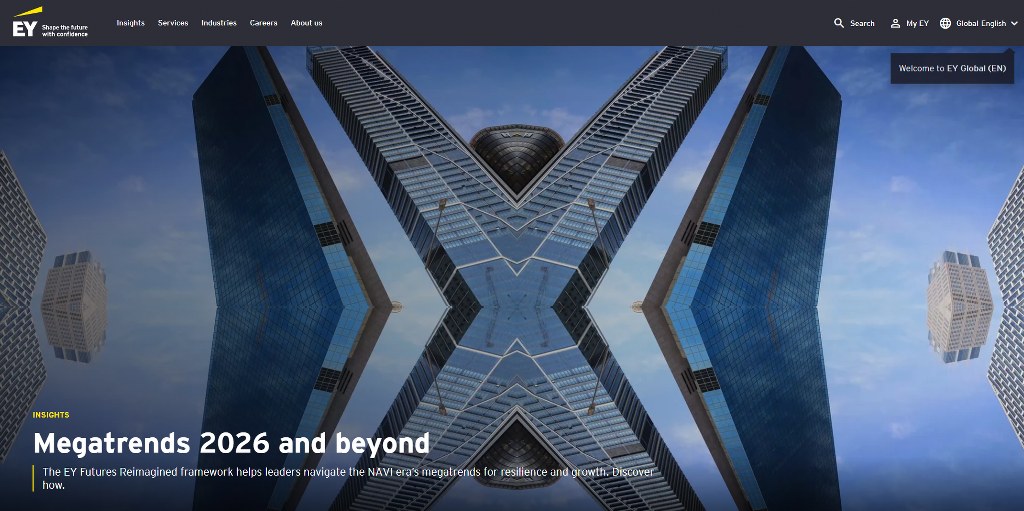 EY website homepage.