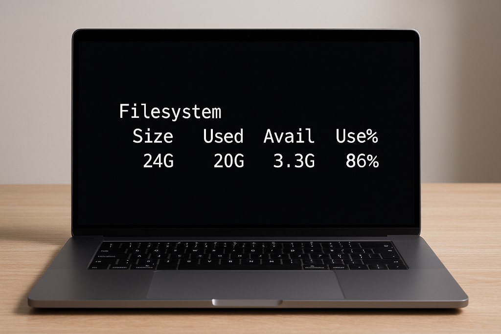 Filesystem storage capacity on a laptop.
