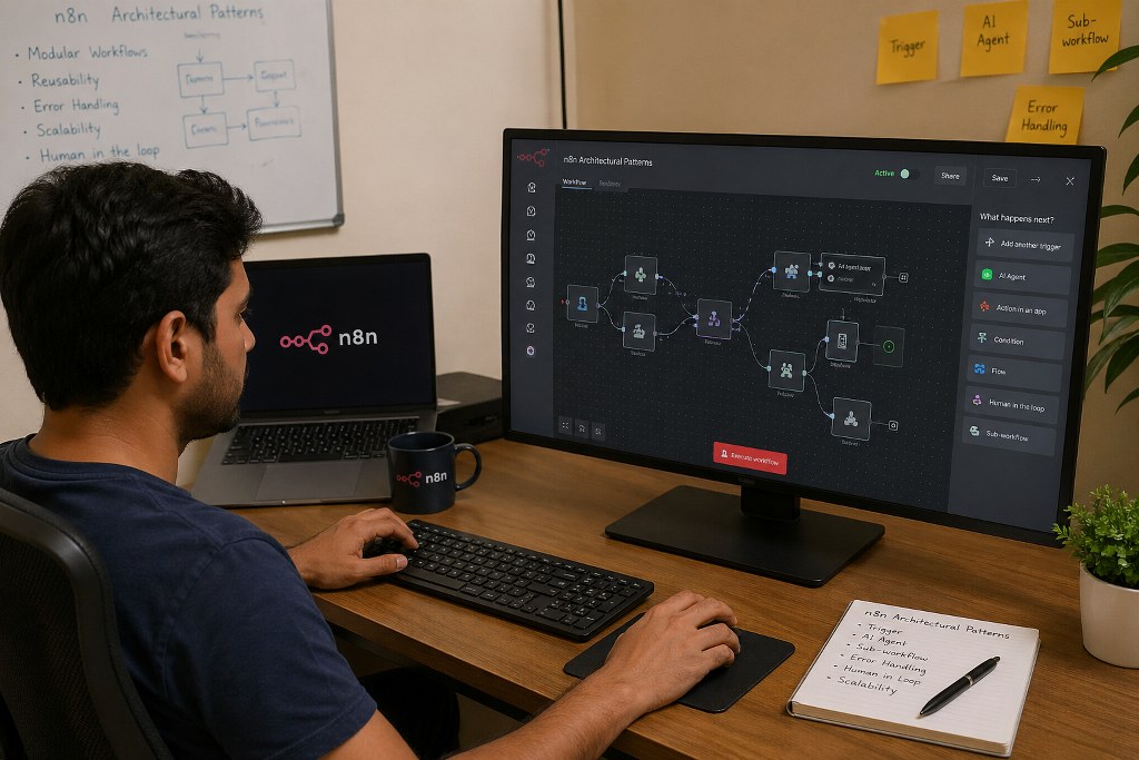 Focused developer working on workflow design.