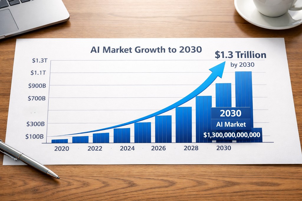Graph showing AI market growth.