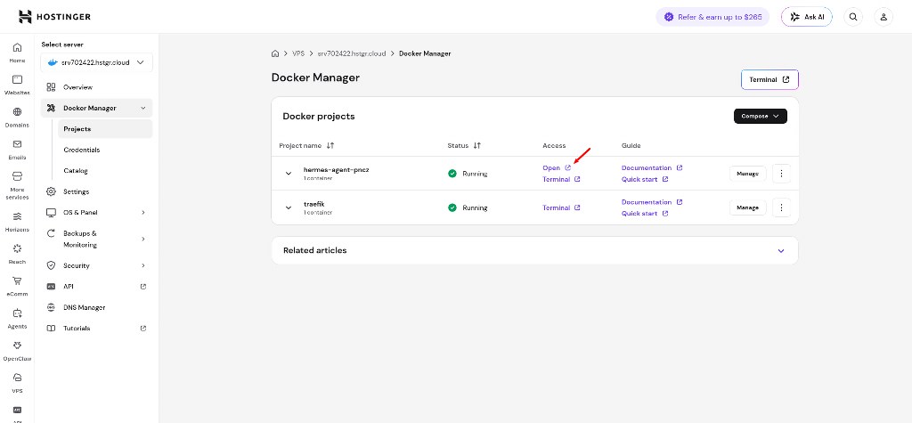 Hostinger Docker Manager Open