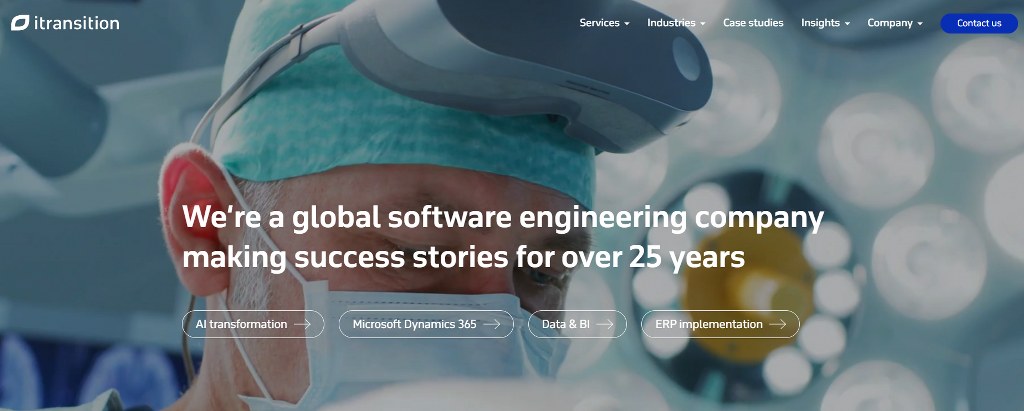 Itransition's website homepage.