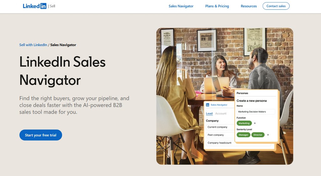 LinkedIn Sales Navigator website.