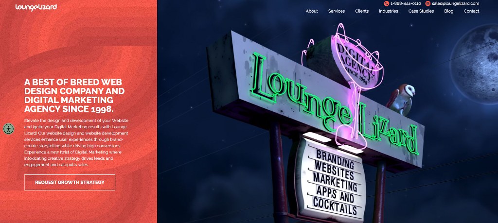 Lounge Lizard homepage.