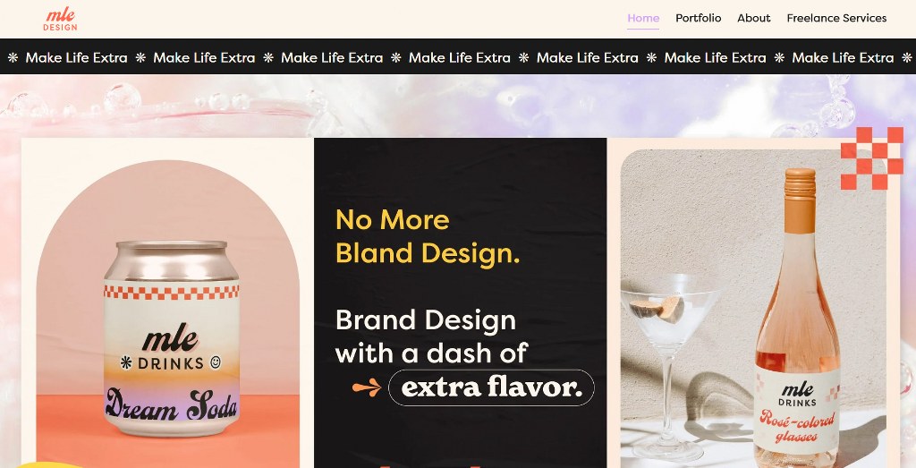 MLE Design website homepage.