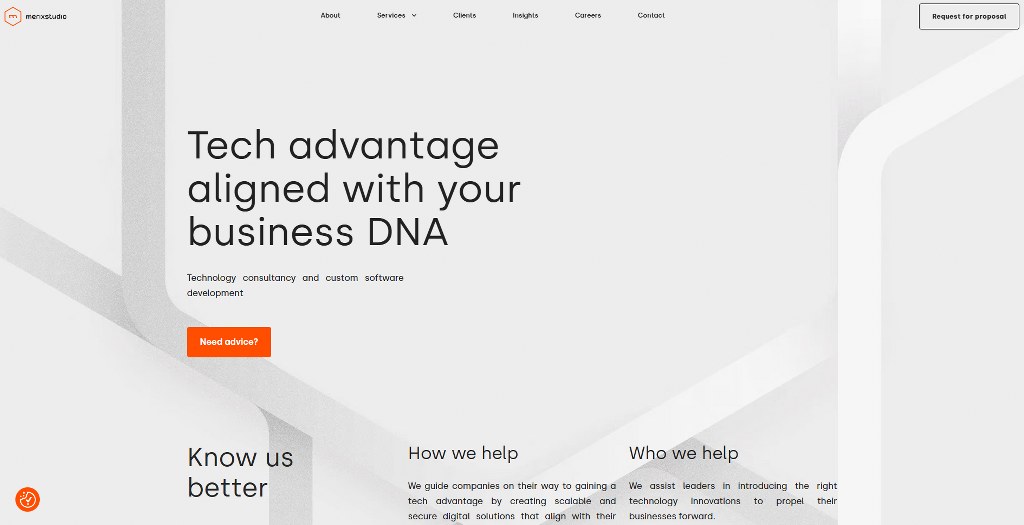 Merixstudio's website homepage.