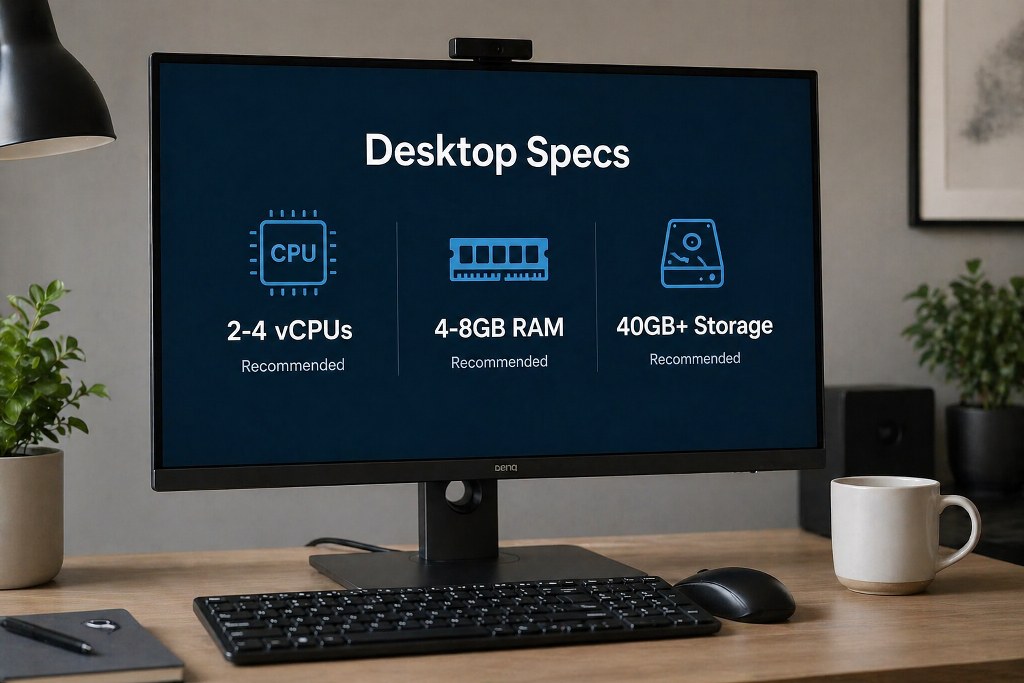Modern workspace with tech-focused display.