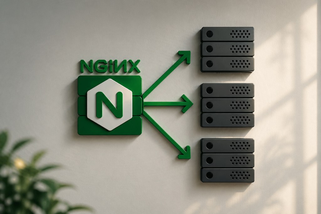 NGINX load balancing diagram with servers.