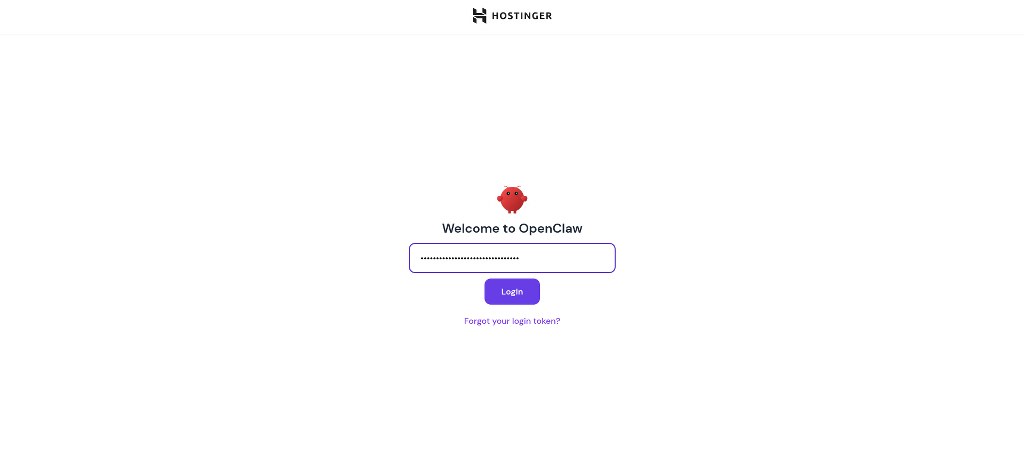 OpenClaw login page with gateway token access