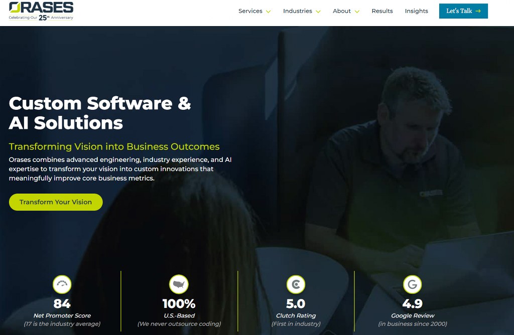 Orases website homepage.