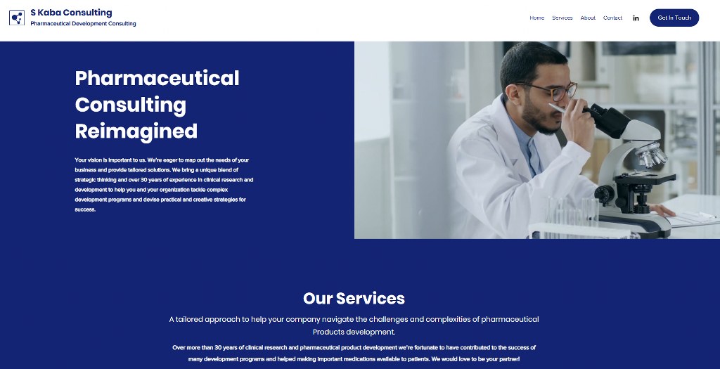 S Kaba Consulting website homepage.