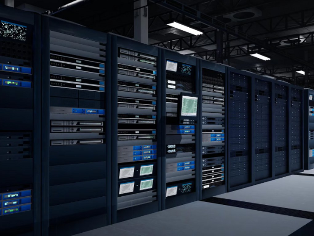 Servers in a server room.