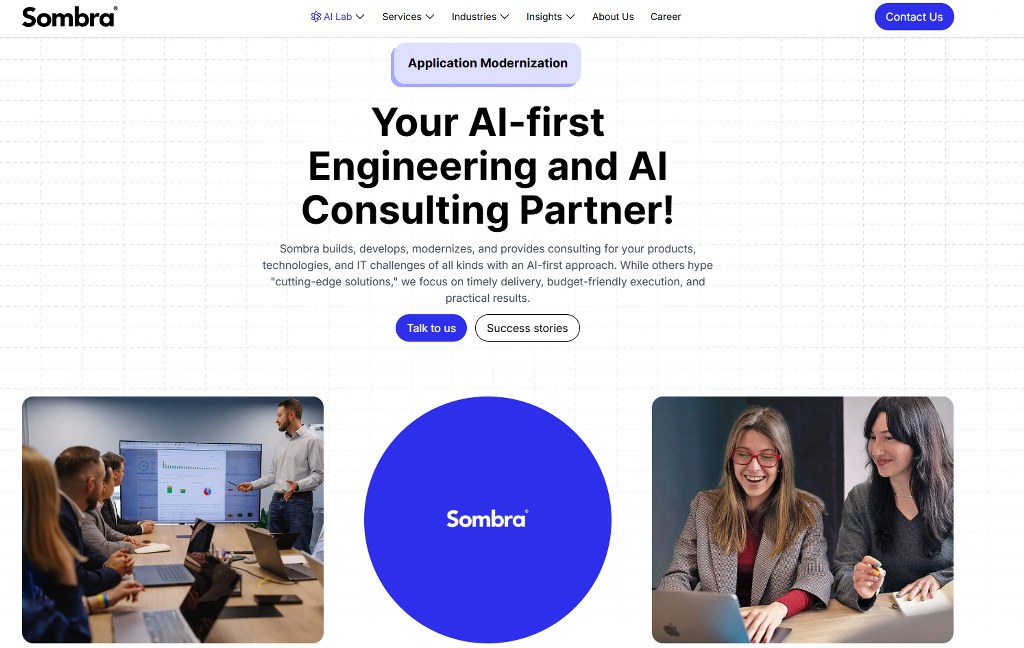 Sombra website homepage.