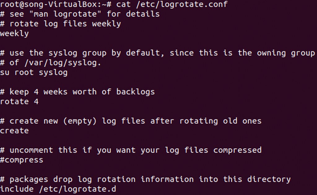 System log rotation configured weekly with four retained backlogs for stability.