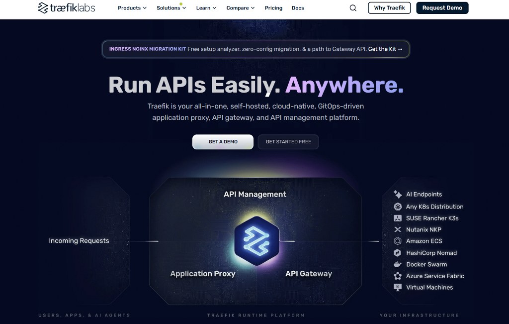 Traefik's website homepage.