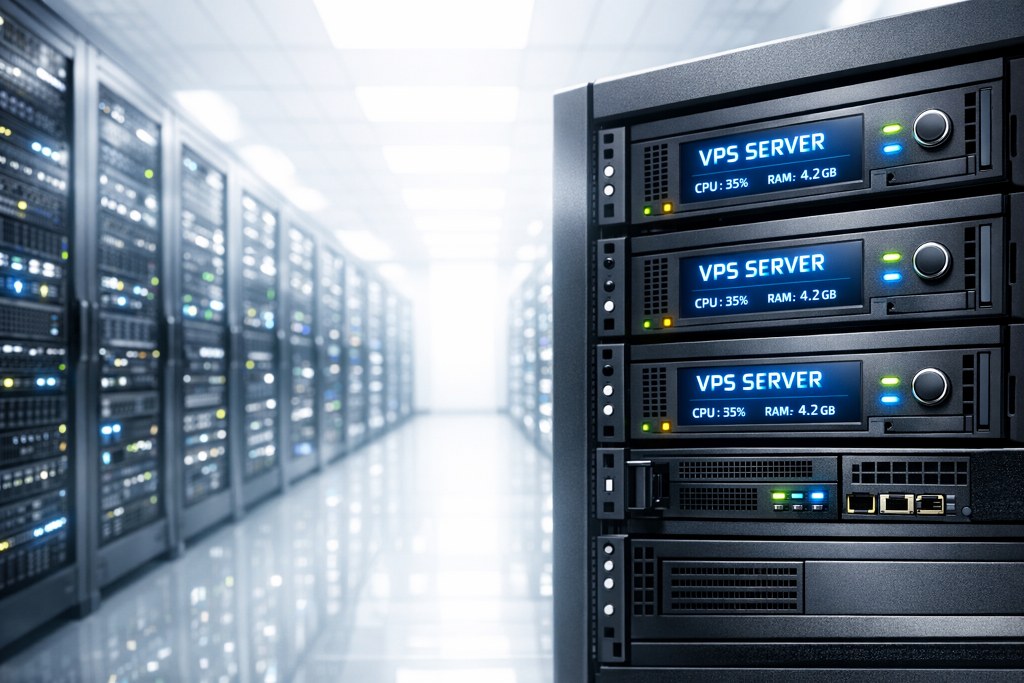 VPS servers in a server room.