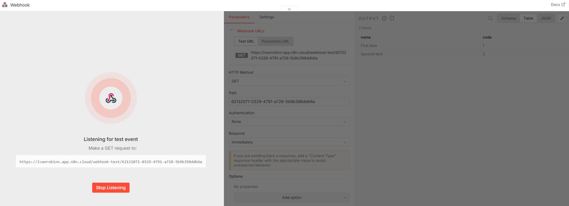 Webhook listens for incoming requests and triggers workflow execution instantly.