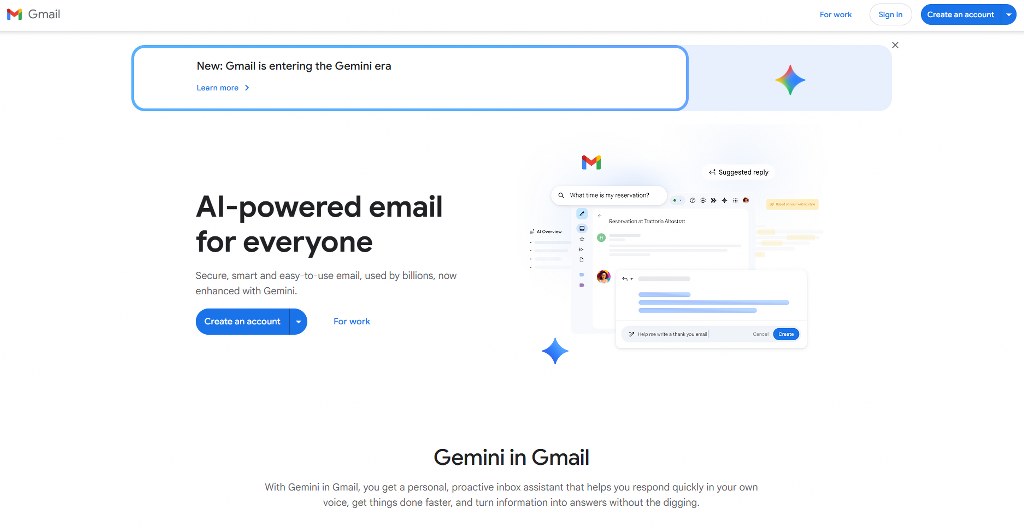 Website for creating an email on gmail.com.