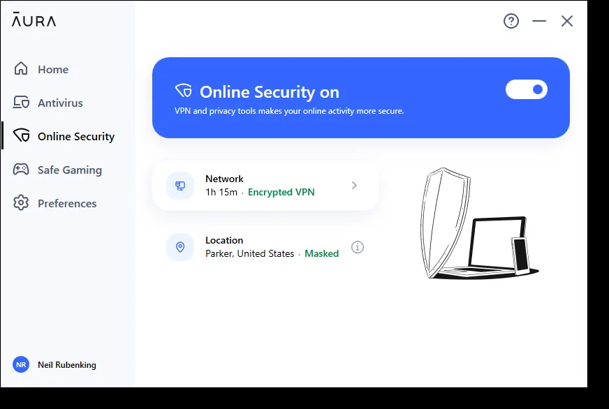 screenshot of AURA Online Security