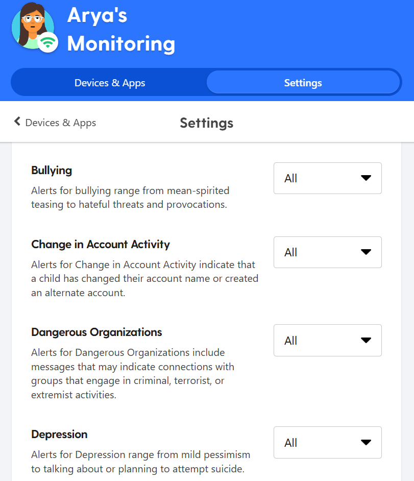 screenshot of Arya's Monitoring