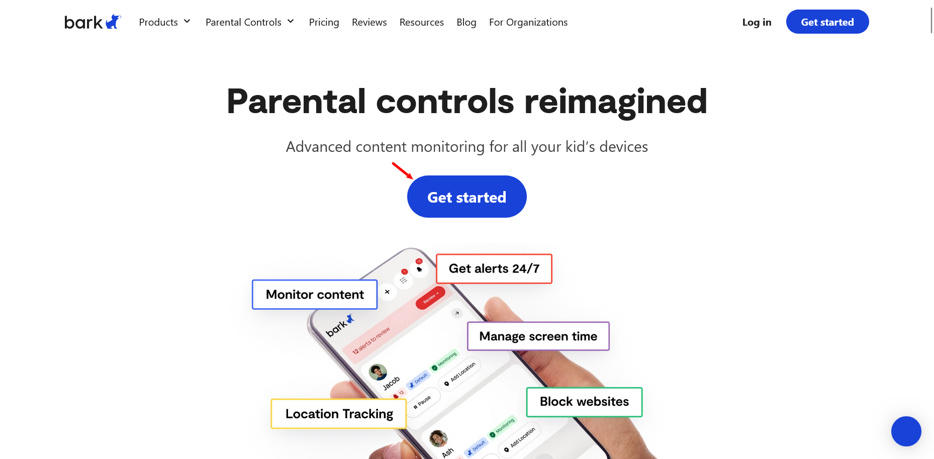 screenshot of Bark website