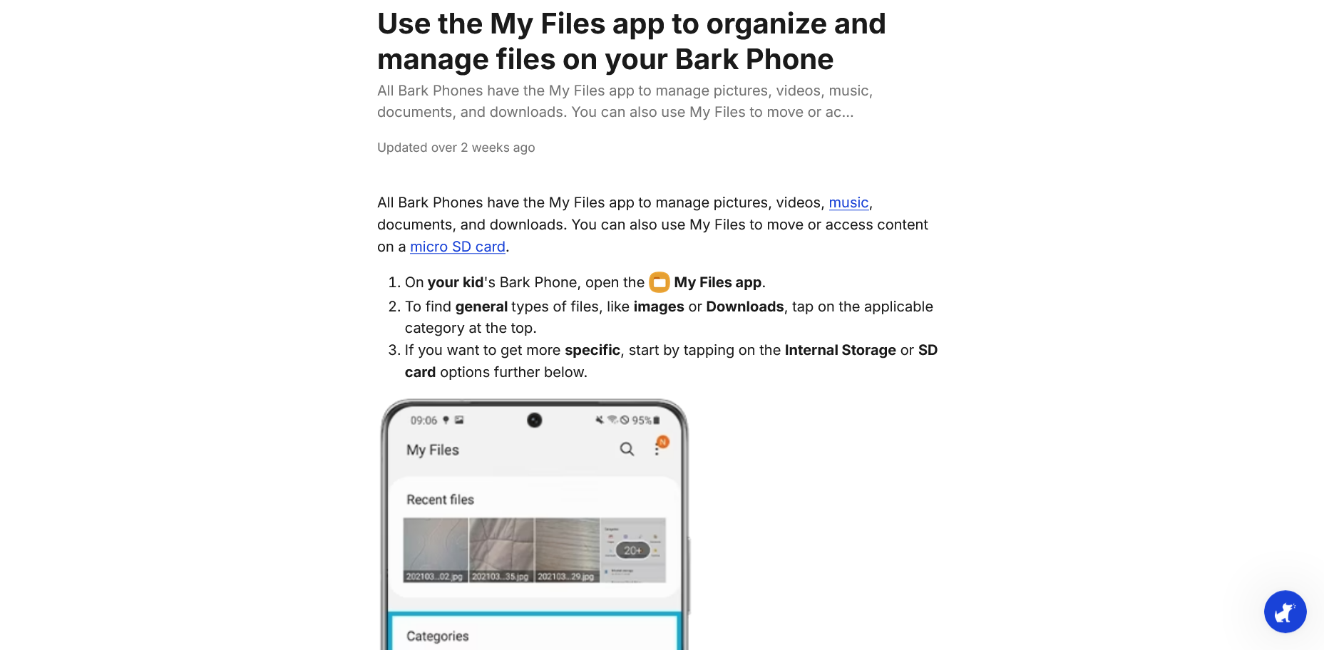 screenshot of My Files app banner