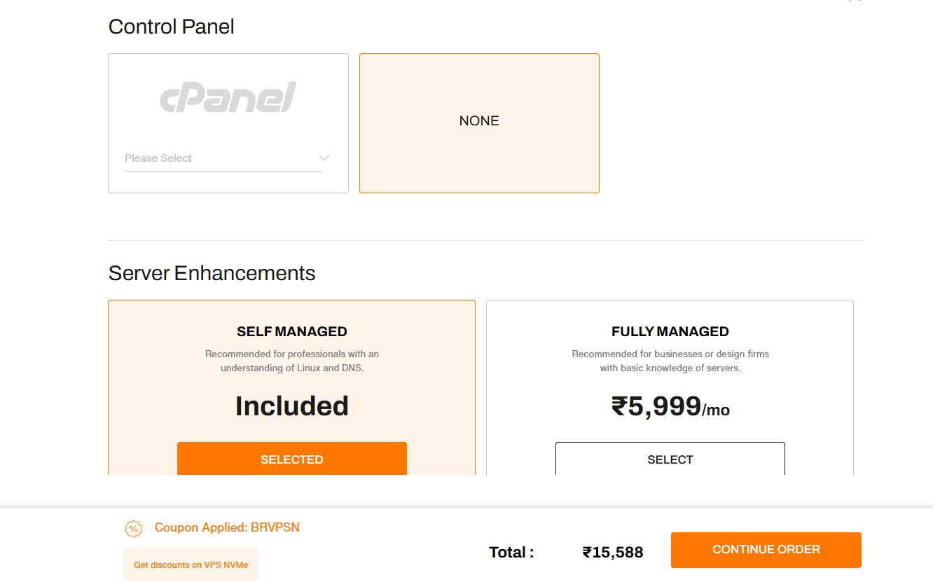 BigRock VPS billing panel and cPanel control panel add-on options