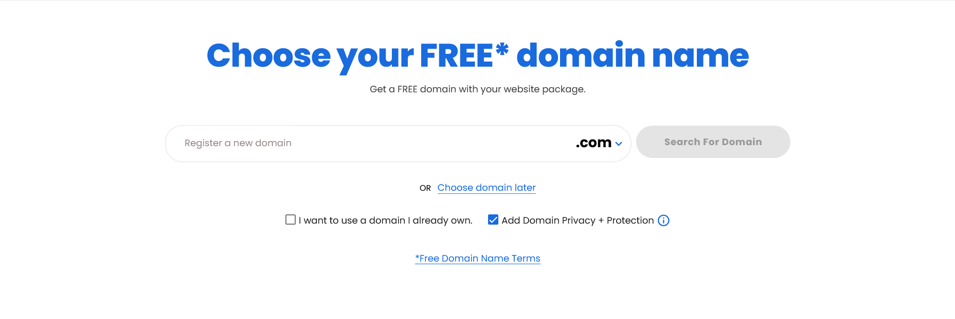 screenshot of Bluehost domain manu