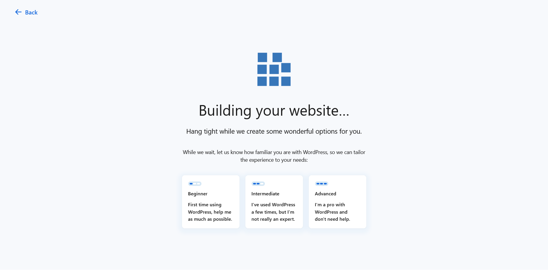 screenshot of Bluehost WordPress installation