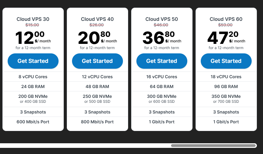 תמחור VPS של Contabo