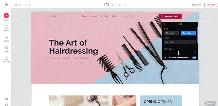 Crazy Domains Website Builder logo editor with image and text logo options