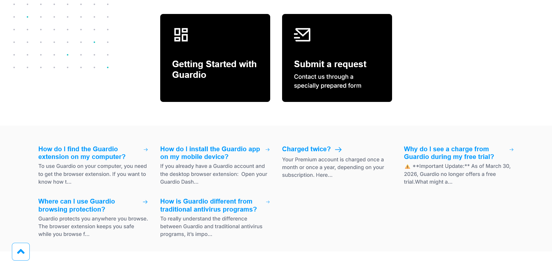 screenshot of the Help center