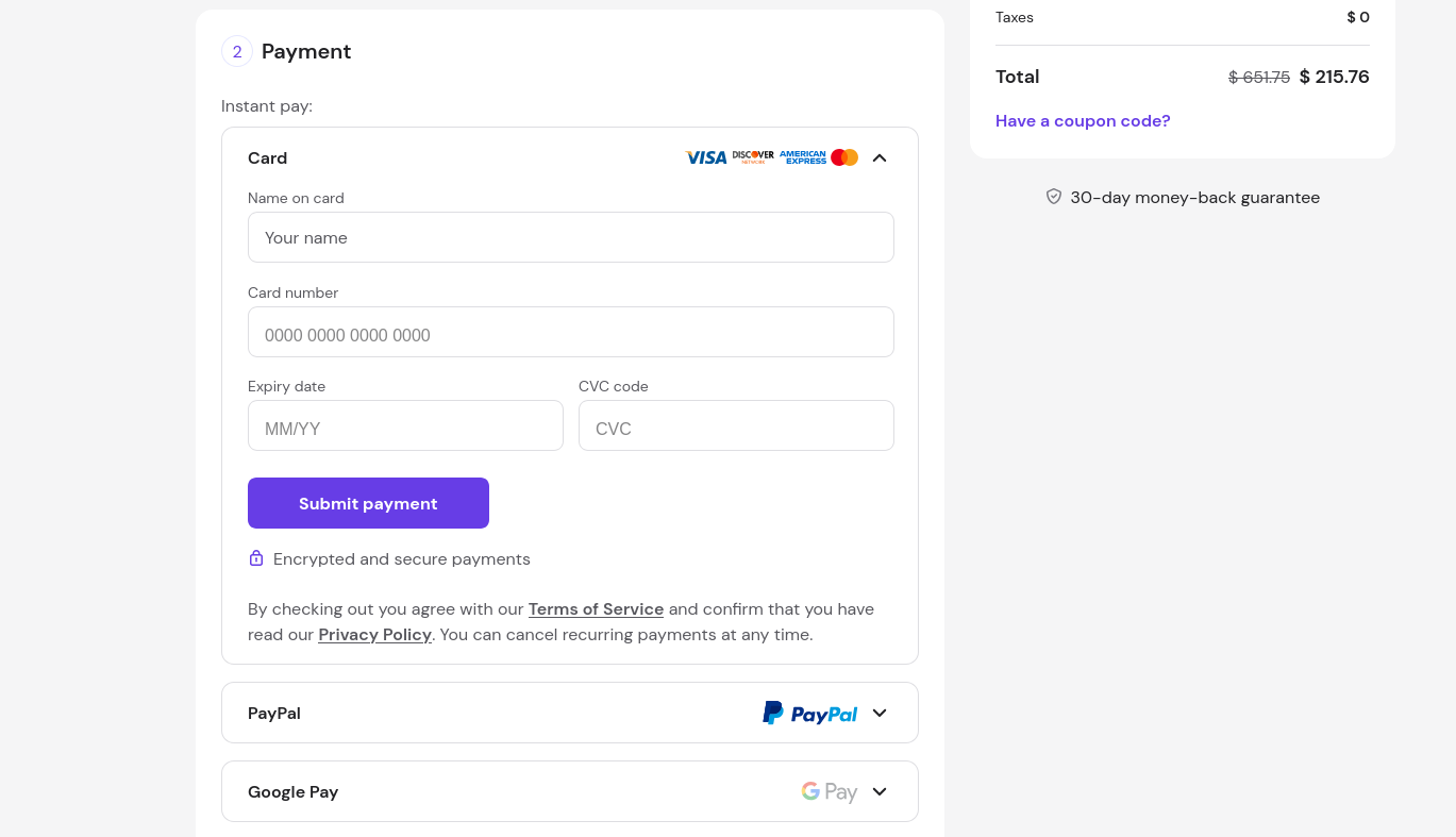 screenshot metode pembayaran