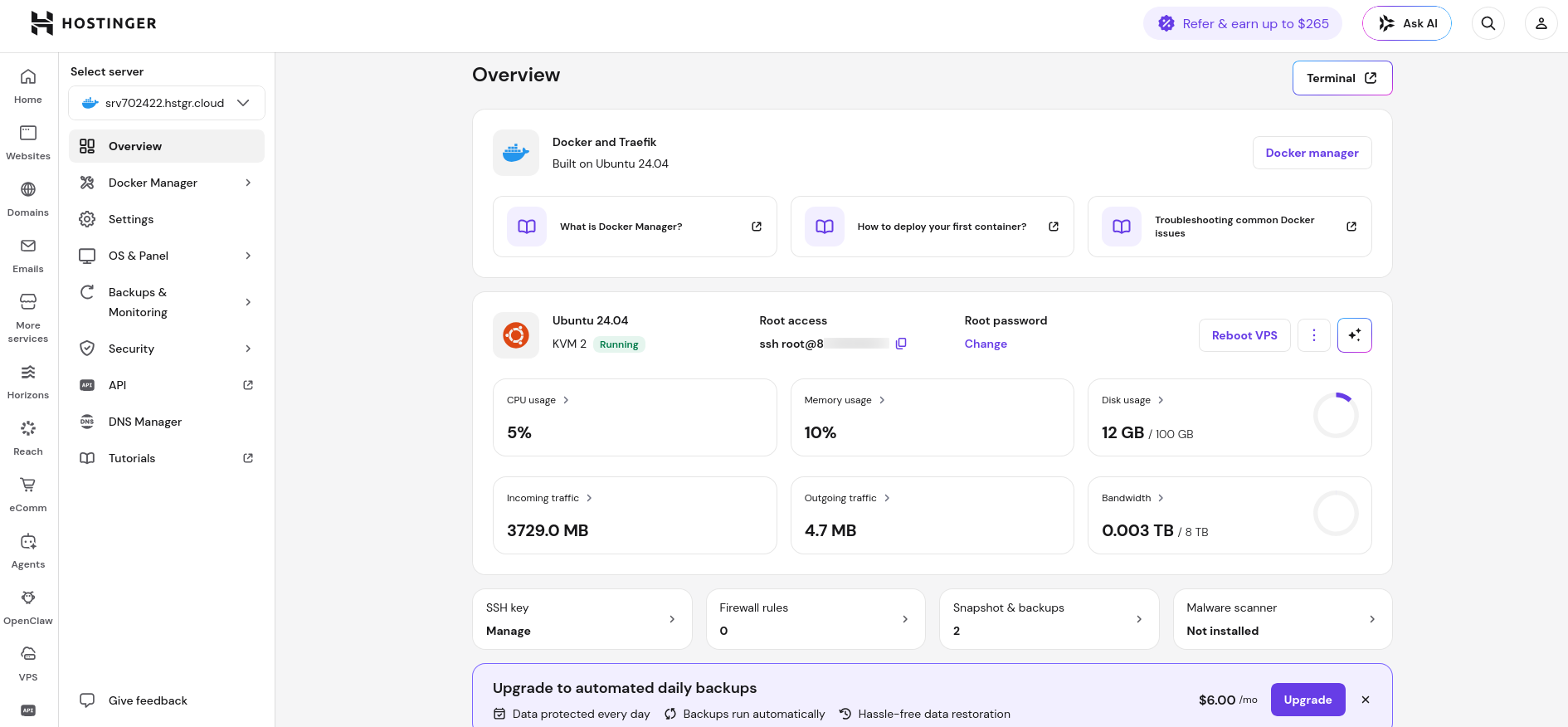 screenshot hPanel Overview