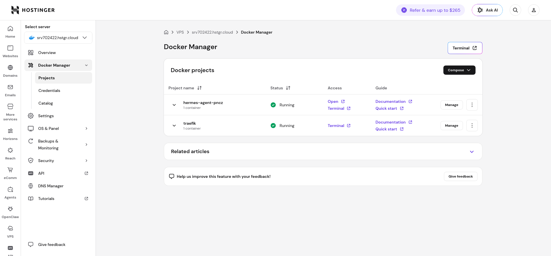 screenshot Docker manager