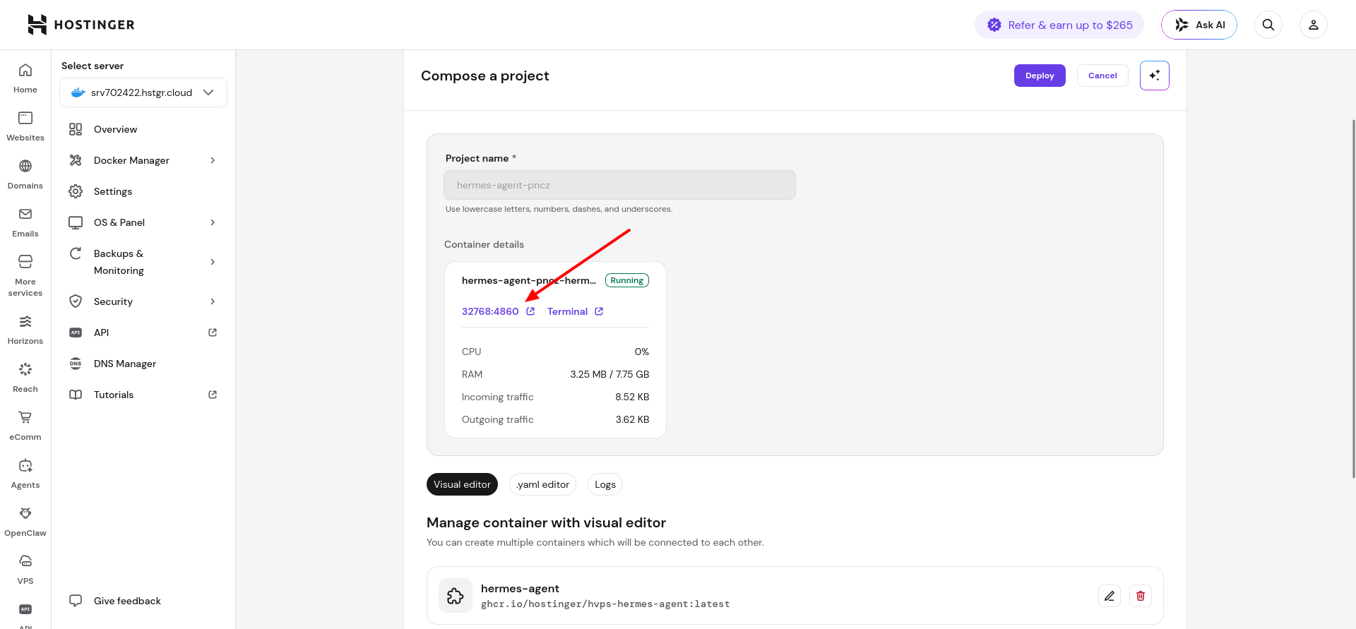 screenshot container details