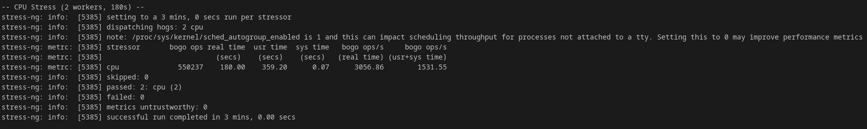 screenshot hasil pengujian CPU Stress Hostinger