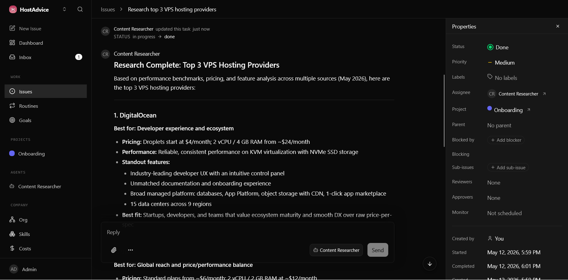 Paperclip završeni izlaz istraživanja VPS hostinga