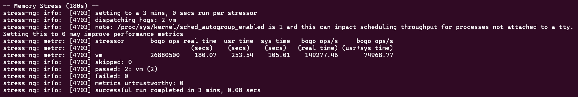 Hostinger KVM 2 rezultati stress-ng memorijskog stresa