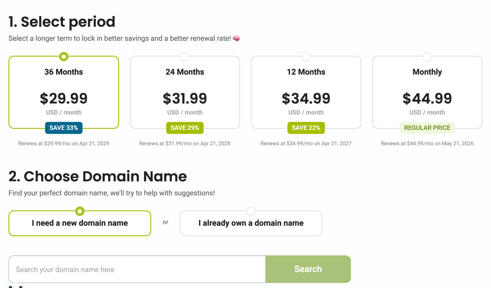 HostPapa reseller hosting checkout account details and domain selection