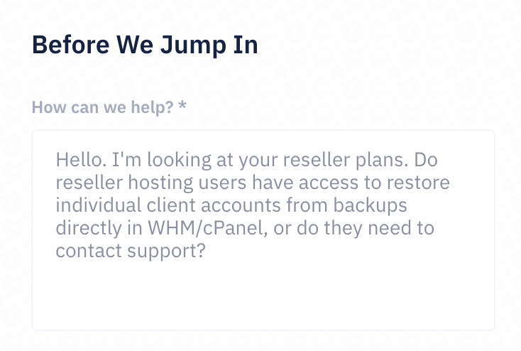 HostPapa reseller hosting live chat backup restore question