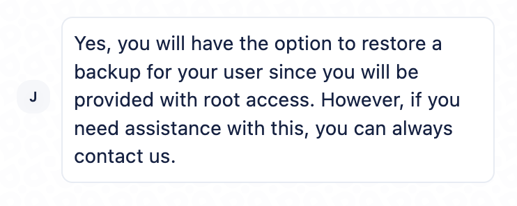 HostPapa support agent explains reseller backup restore options