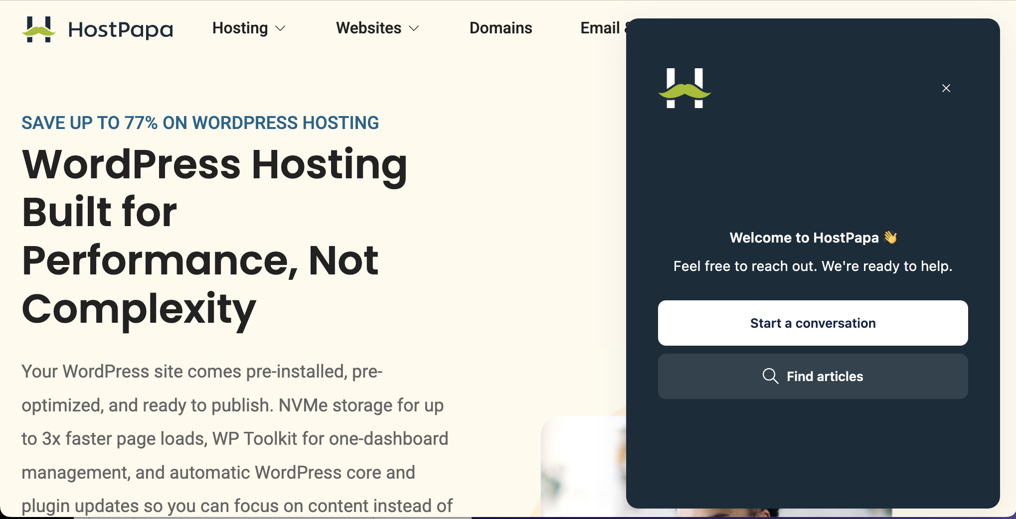 HostPapa chat start conversation prompt