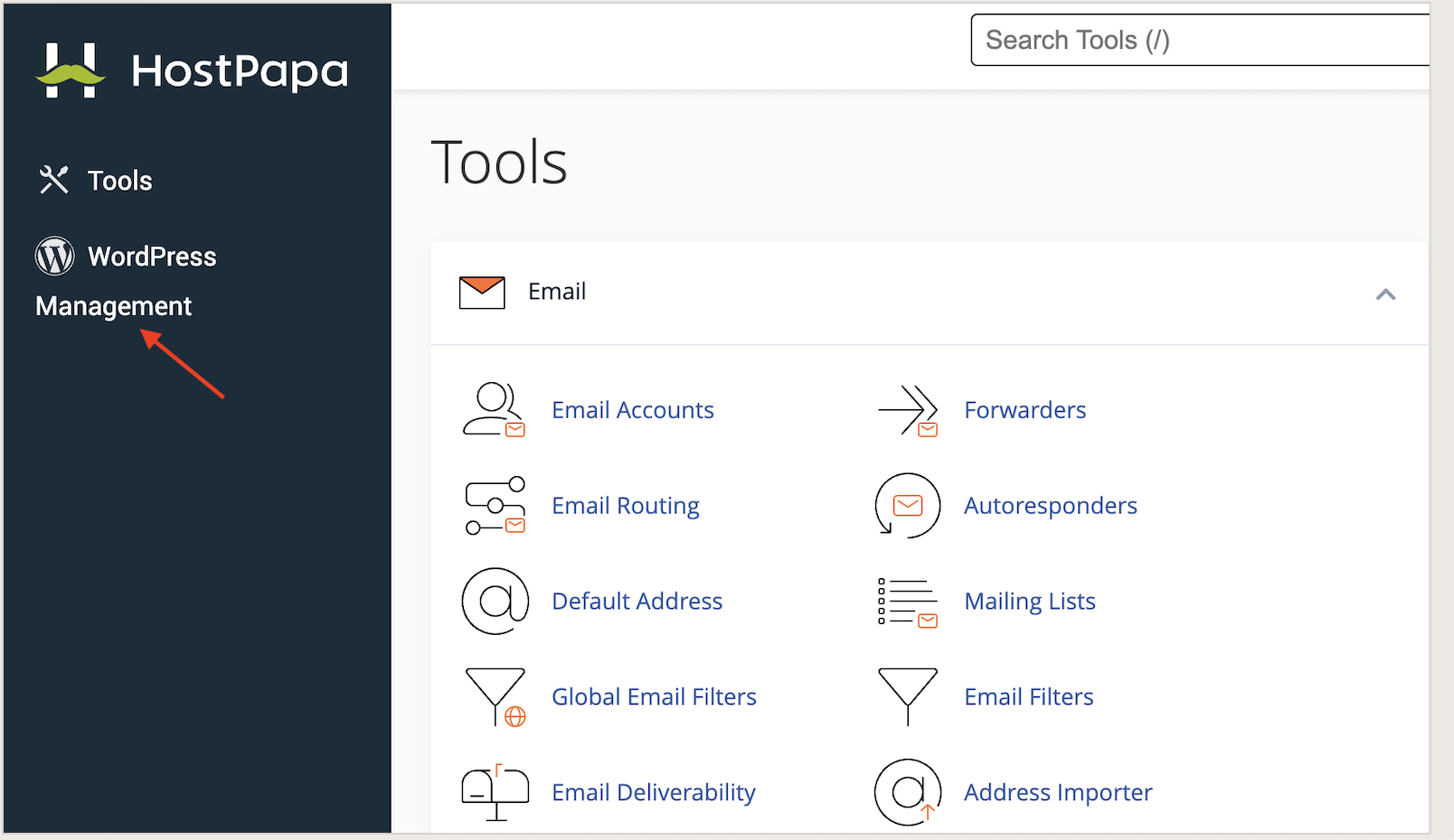 HostPapa WordPress Management dashboard snapshot