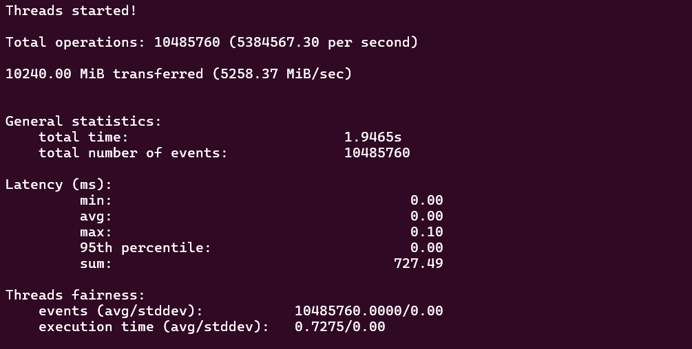 screenshot of VPS Linux L plan Memory Speed test