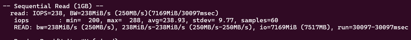 screenshot of Malaysia NovaCloud Disk I/O Sequential Read test results
