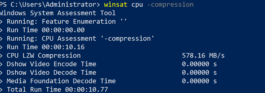 screenshot of Windows Server Performance (CPU test)