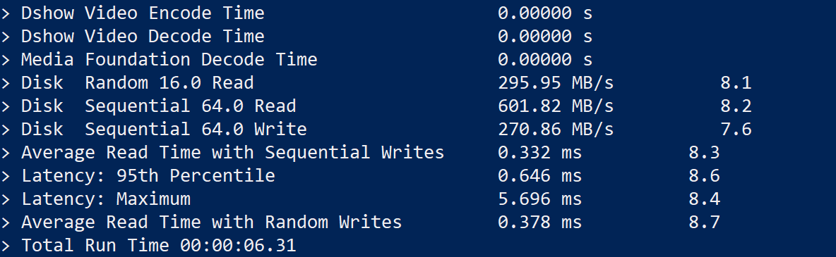 screenshot of Windows Server Performance (Disk test)
