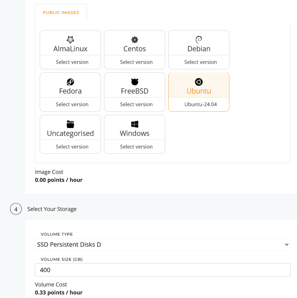 screenshot of IP ServerOne Public Images options