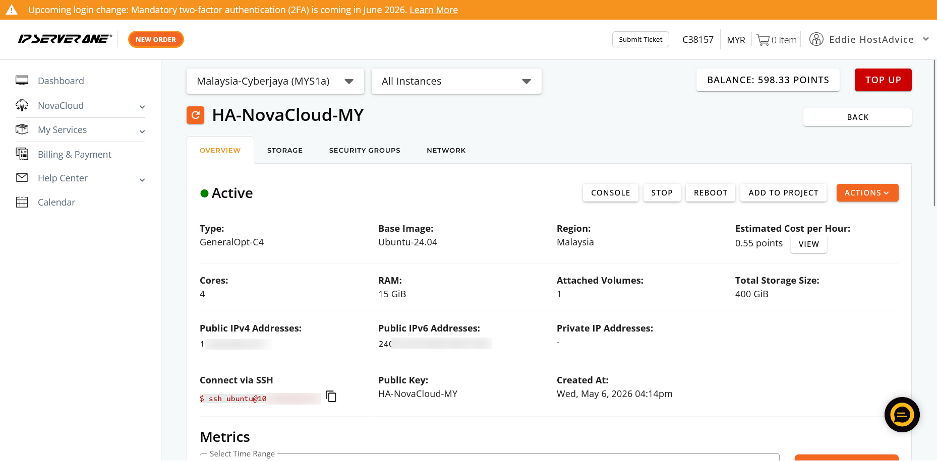 screenshot of IP ServerOne Server overview